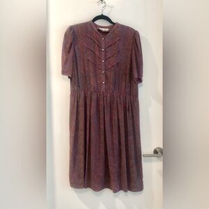 Vintage Paisley Print Midi Dress - size L